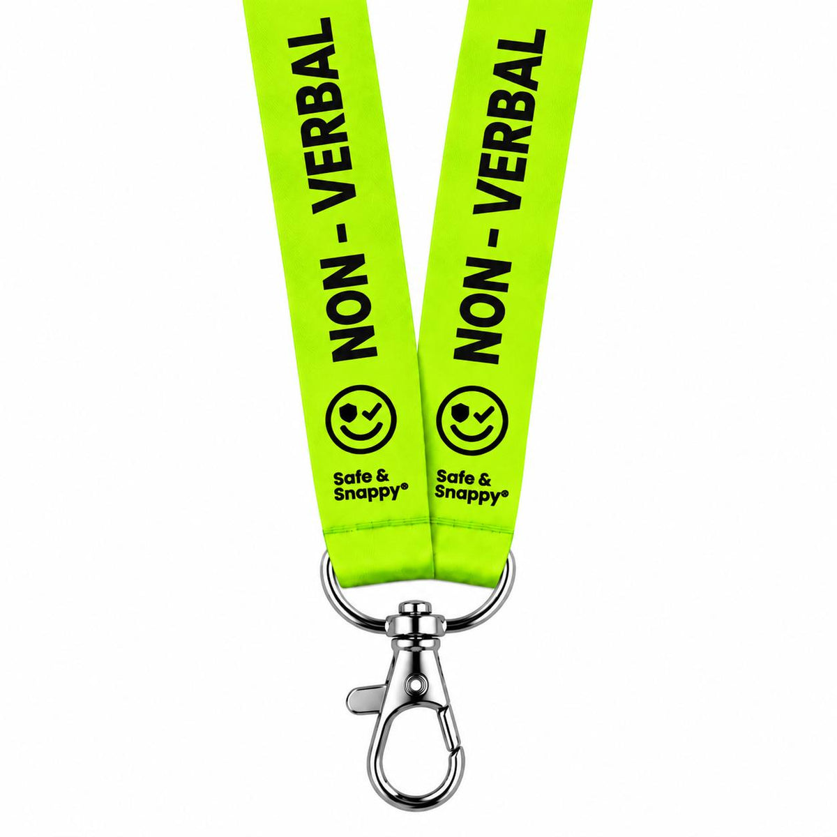 Lime green high visibility non-verbal lanyard