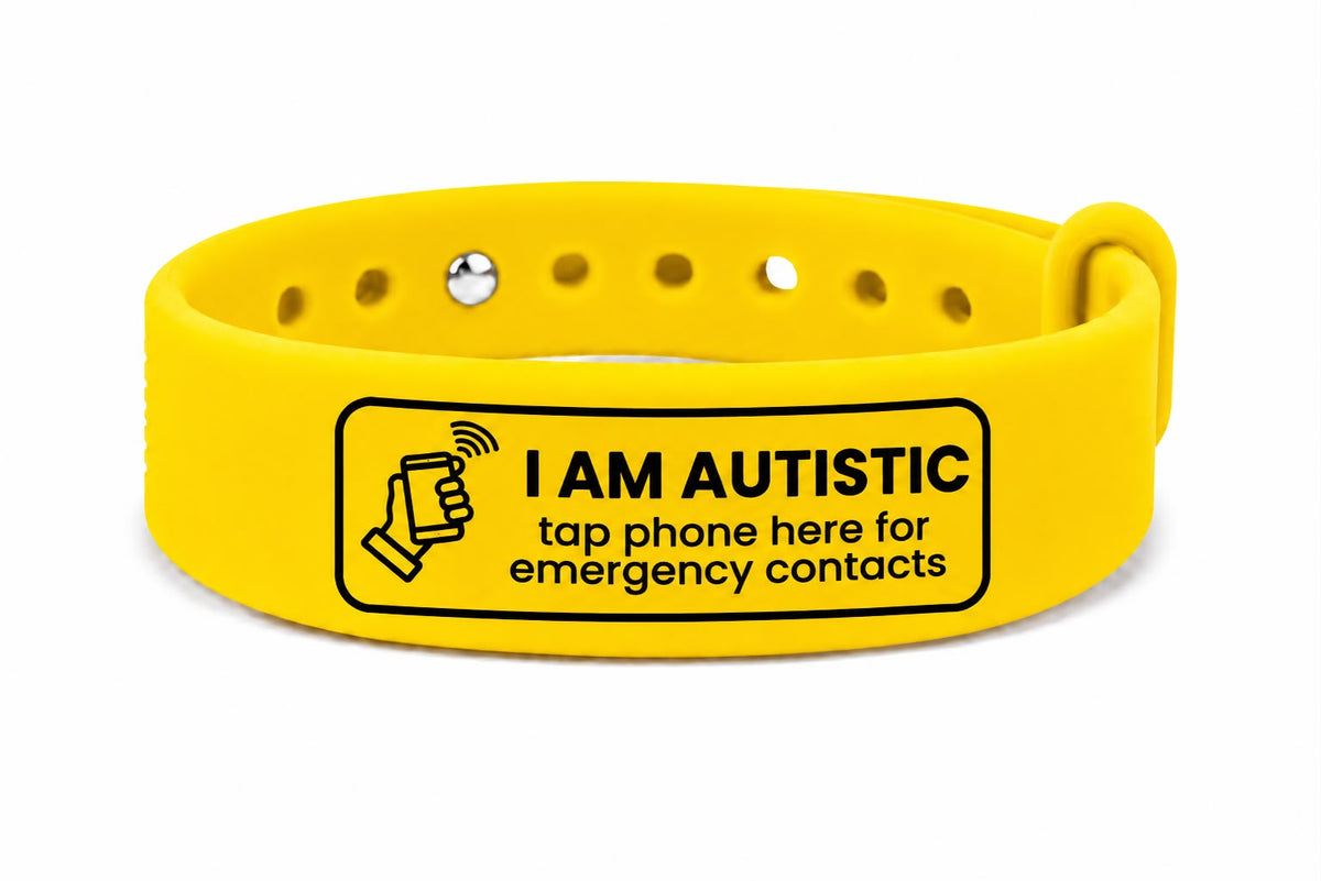 I Am Autistic NFC ID Wristband | Emergency Contact Band | Safe & Snappy