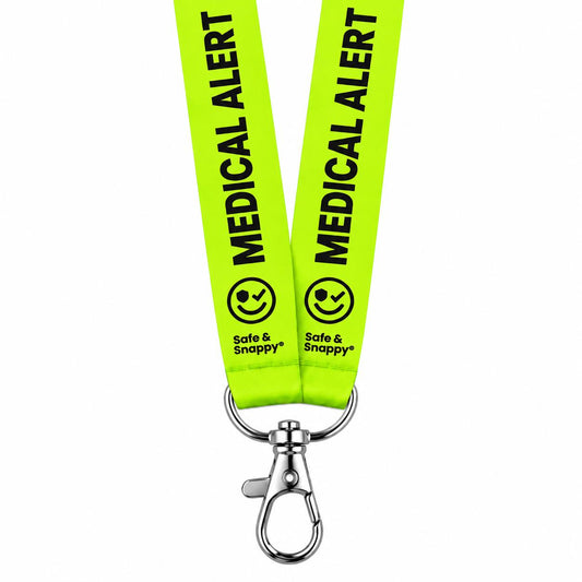 Medical Alert lanyard with safety breakaway clip by Safe & Snappy