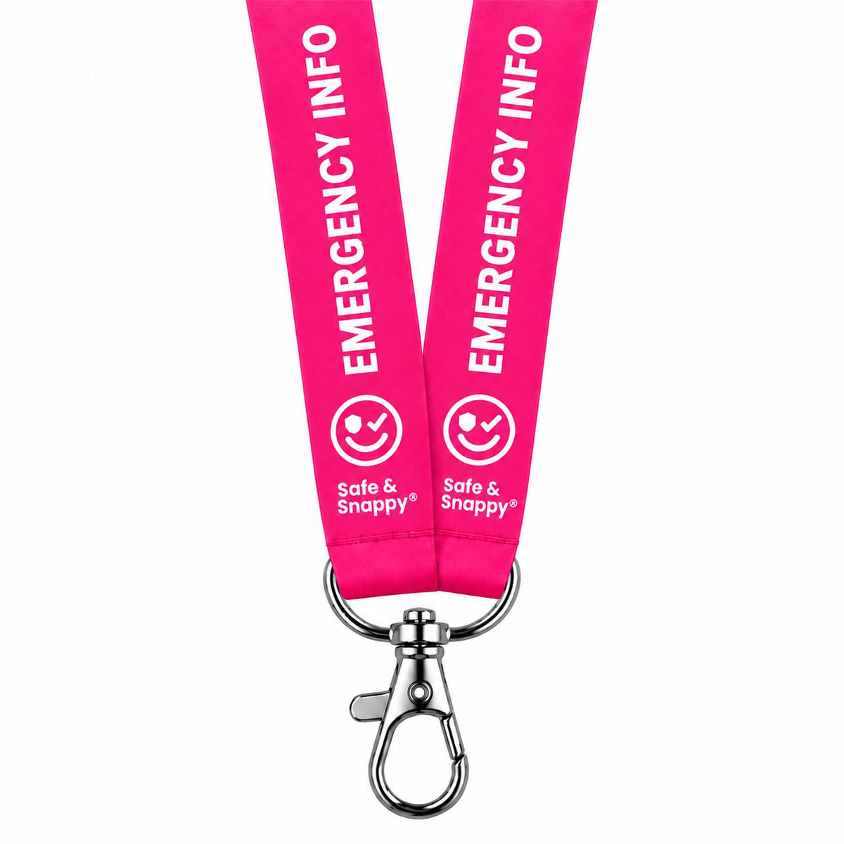 Pink emergency info lanyard