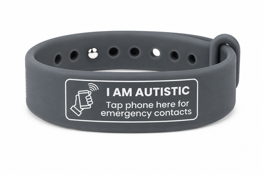 I Am Autistic NFC ID Wristband | Emergency Contact Band | Safe & Snappy