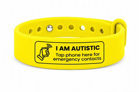I Am Autistic NFC ID Wristband | Emergency Contact Band | Safe & Snappy