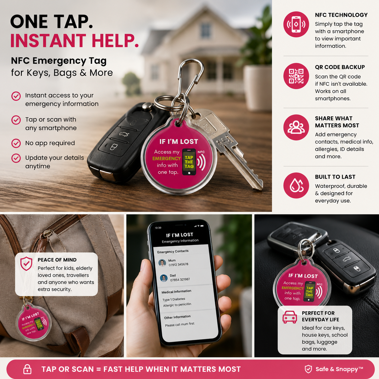 SOS Emergency Tag | NFC Keyring