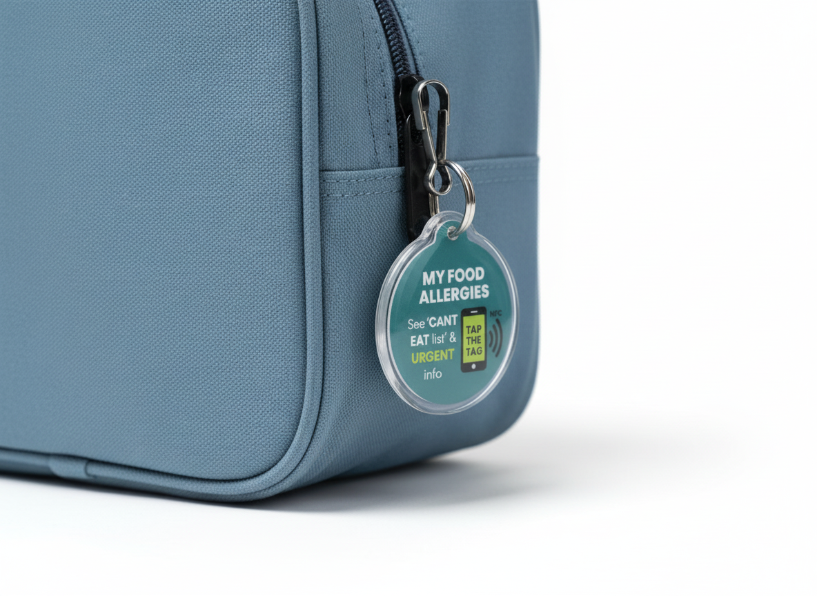 Food Allergy Alert Tag - Clip on NFC emergency info