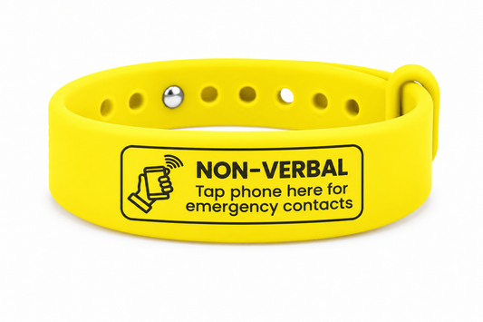 Non-Verbal NFC Emergency ID Wristband | Emergency Contact Band | Safe & Snappy