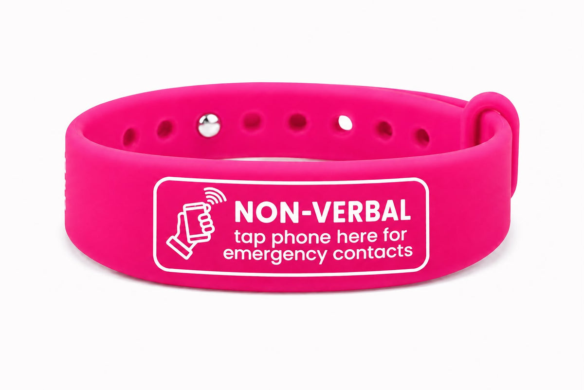 Non-Verbal NFC Emergency ID Wristband | Emergency Contact Band | Safe & Snappy