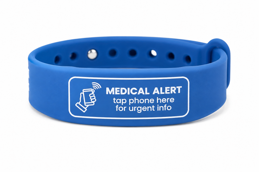 Medical Alert NFC QR Wristband | Medical ID Bracelet | Emergency Contact Band | Safe & Snappy