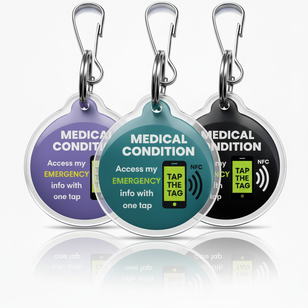 Medical Condition Tags - Teal Front