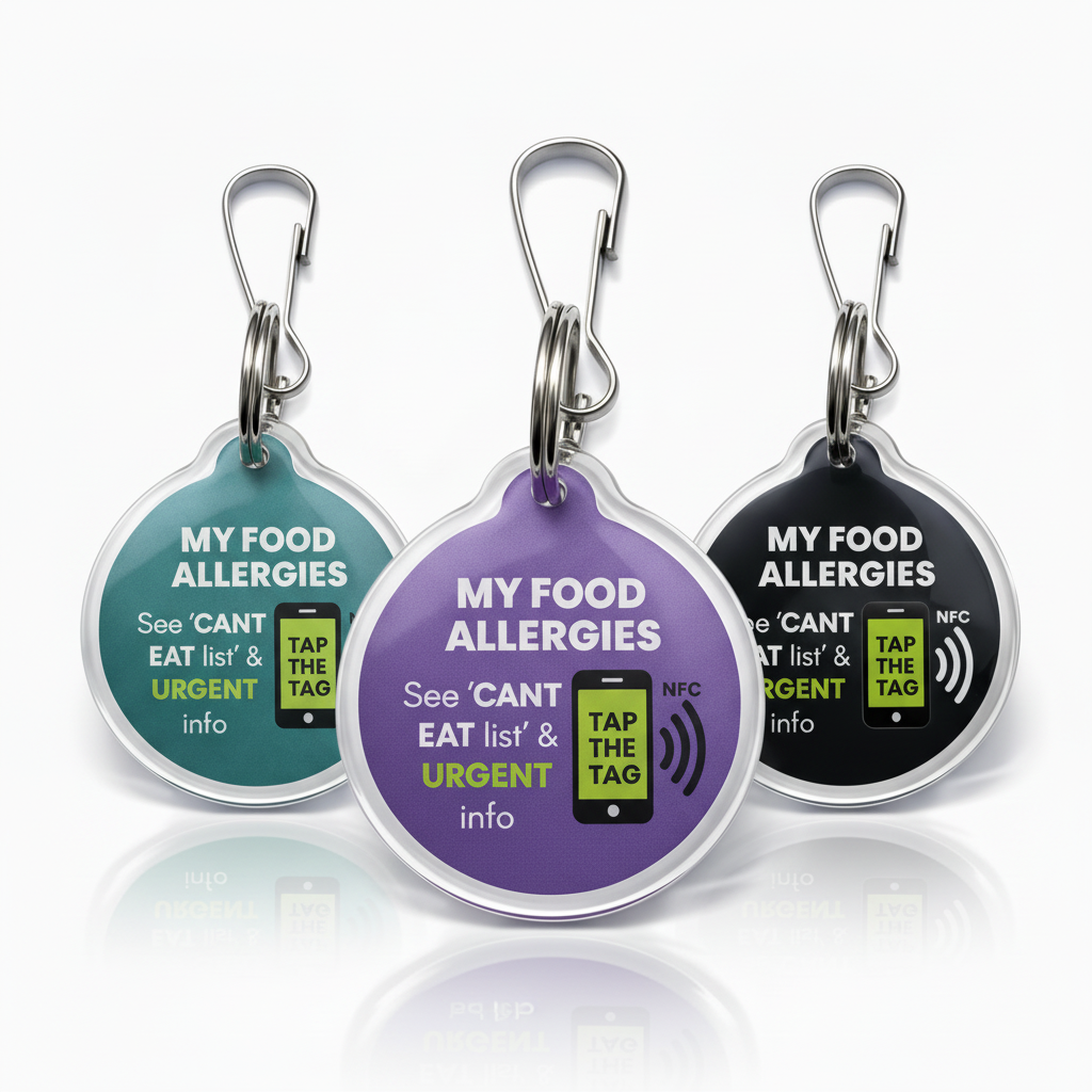 My Food Allergies Tags - Purple Front