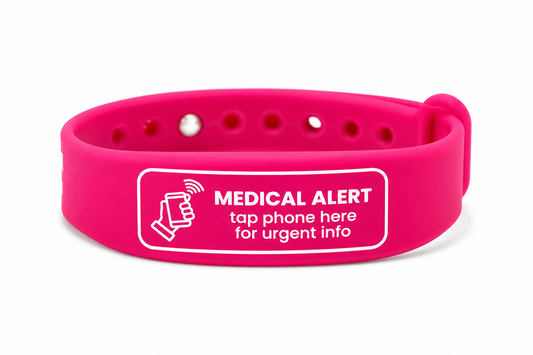 Medical Alert NFC QR Wristband | Medical ID Bracelet | Emergency Contact Band | Safe & Snappy